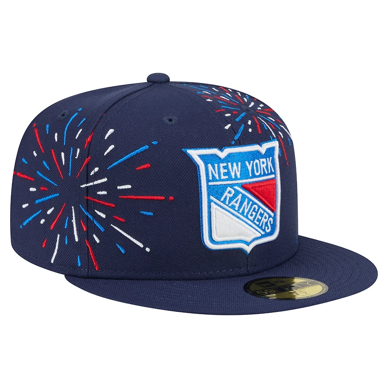 Men's New Era  Navy New York Rangers Americana Fireworks 59FIFTY Fitted Hat