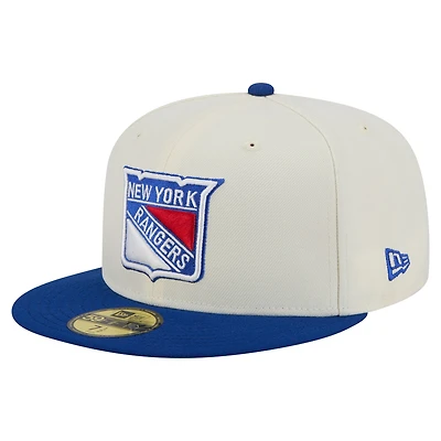 Men's New Era White New York Rangers Chrome Two-Toned 59FIFTY Fitted Hat