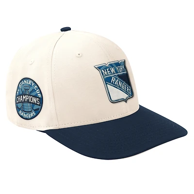 Casquette ajustable classique Blue Wave pour homme, couleur crème/bleu marine, des Rangers de New York