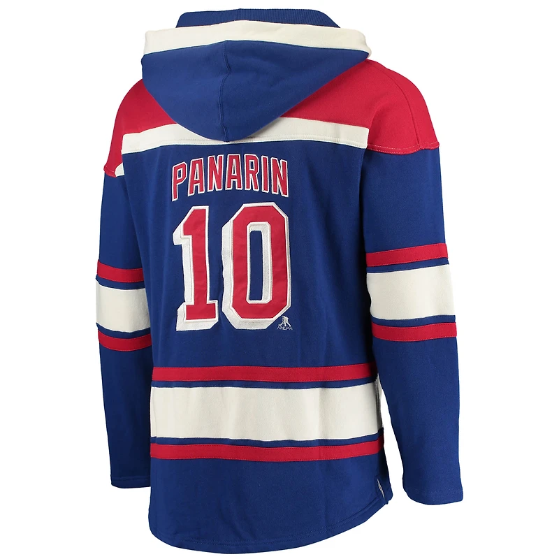 Chandail à capuchon Lacer avec nom et numéro du joueur des New York Rangers '47 Artemi Panarin bleu