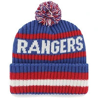 Bonnet en tricot à revers Bering des New York Rangers '47 bleu pour homme avec pompon