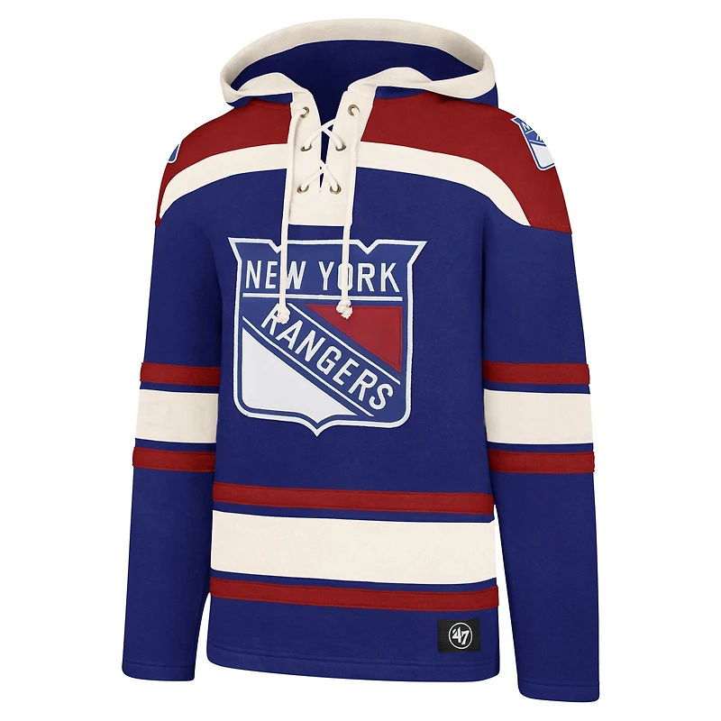 Men's '47 Blue New York Rangers Big & Tall Superior Lacer Pullover Hoodie