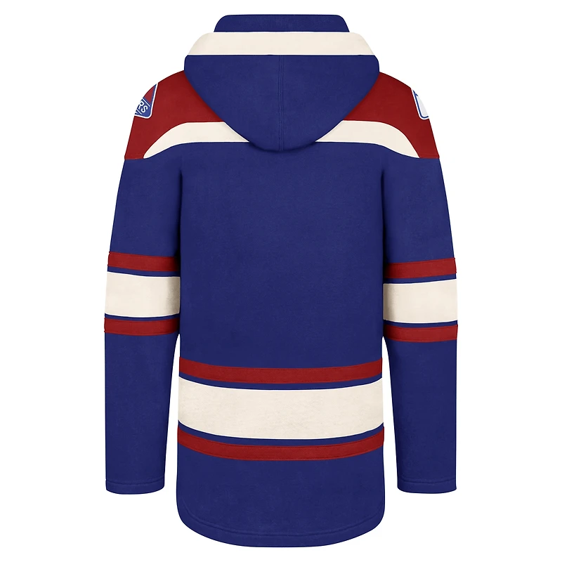 Men's '47 Blue New York Rangers Big & Tall Superior Lacer Pullover Hoodie