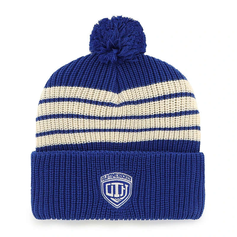 Bonnet tricoté à revers avec pompon pour homme, modèle Old Time Hockey Barn, bleu New York Rangers '47