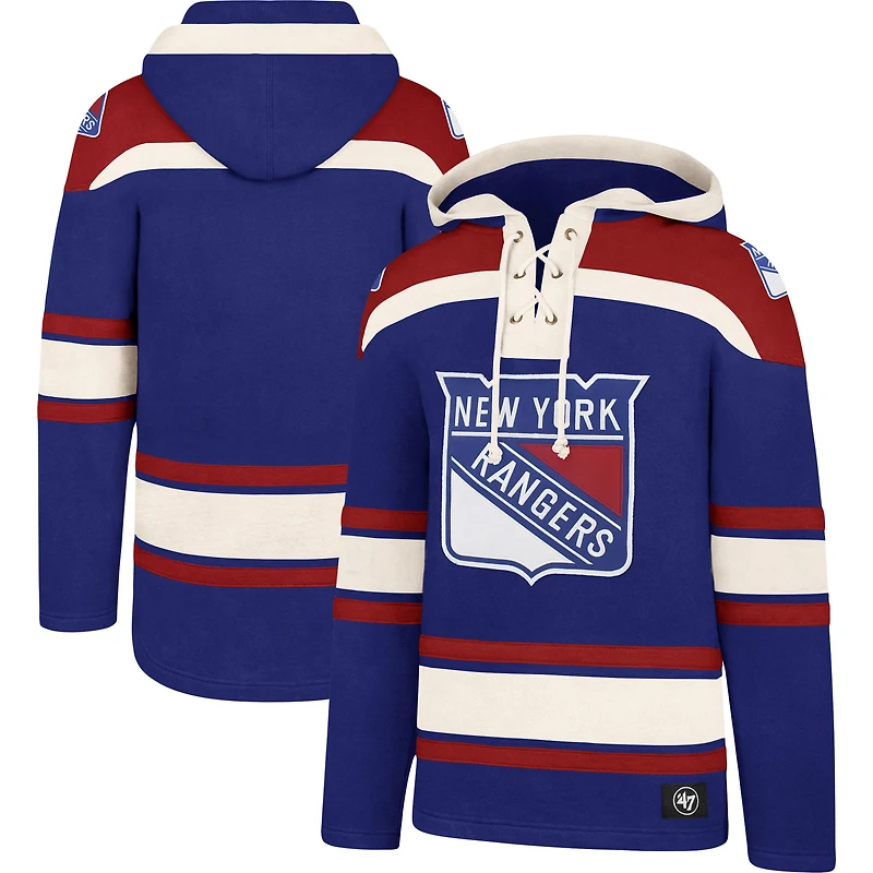 Men's '47  Blue New York Rangers Superior Lacer Hoodie