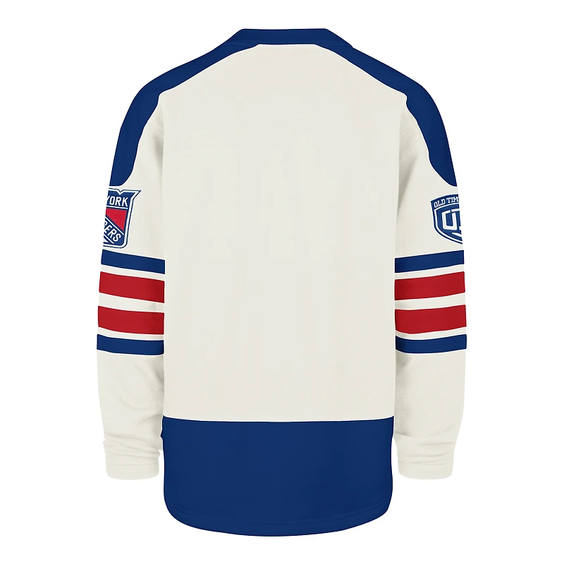 Men's '47 Cream New York Rangers Pond Hockey Trio Eternal Lacer Sweatshirt