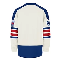 Men's '47 Cream New York Rangers Pond Hockey Trio Eternal Lacer Sweatshirt