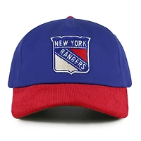 Casquette ajustable Burnett bleu/rouge pour homme des Rangers de New York à aiguille américaine