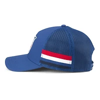 Men's American Needle Blue New York Rangers HotFoot Stripes Trucker Adjustable Hat