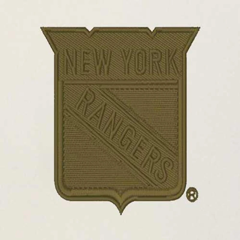 T-shirt à capuche manches longues raglan Intrepid Sand pour hommes, crème/olive, New York Rangers, Antigua