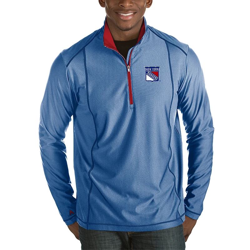 Men's Antigua Charcoal New York Rangers Tempo Desert Dry 1/2-Zip Pullover Jacket