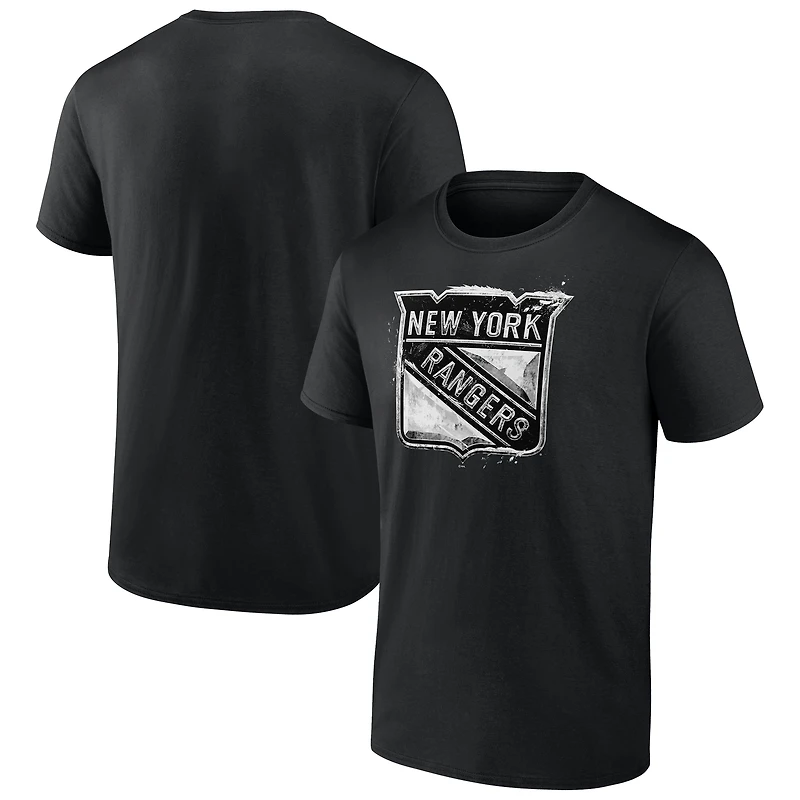 Men's  Black New York Rangers Iced Out T-Shirt