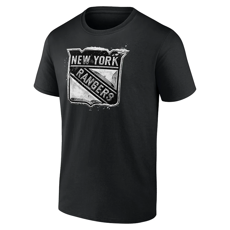 T-shirt noir Iced Out des Rangers de New York pour homme