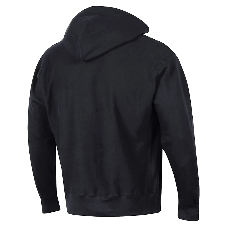 Sweat à capuche Champion noir pour homme, en polaire tissage inversé ton sur ton, New York Rangers.