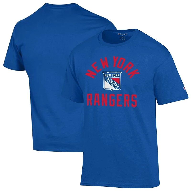 Men's Champion  Blue New York Rangers Primary Logo Jersey T-Shirt