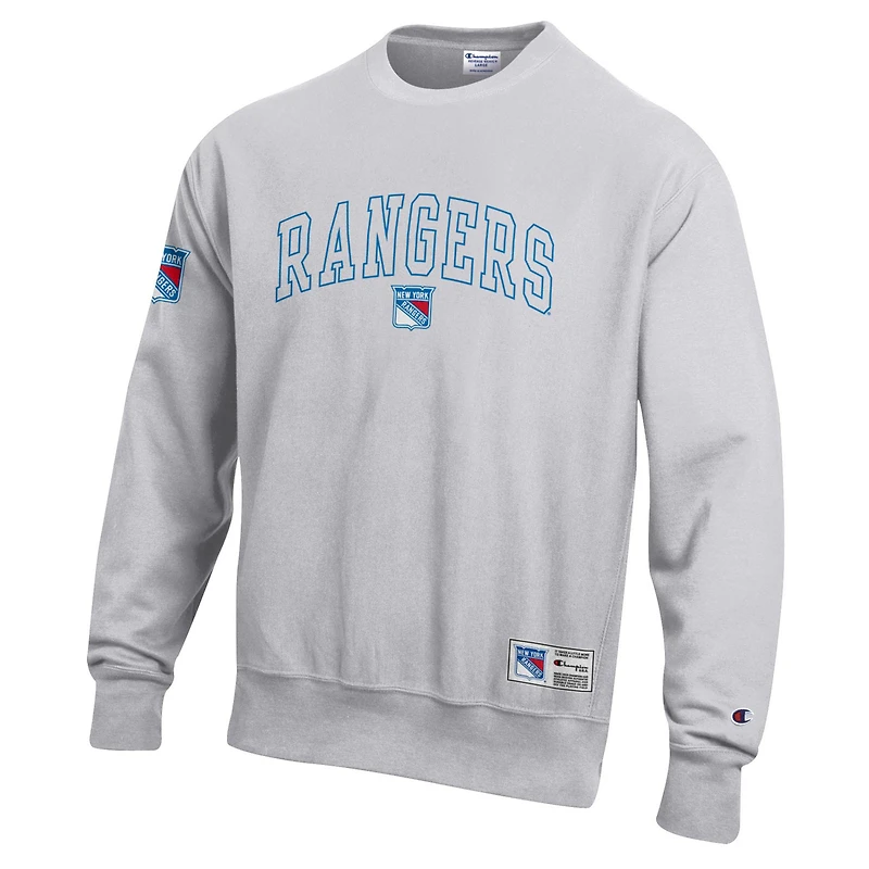 Sweat-shirt en molleton à tissage inversé Champion Gray New York Rangers pour homme