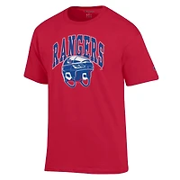 T-shirt Champion rouge pour homme avec casque des New York Rangers