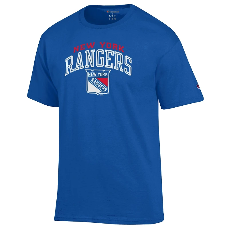 T-shirt Champion Royal New York Rangers pour homme avec logo principal