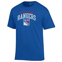 T-shirt Champion Royal New York Rangers pour homme avec logo principal