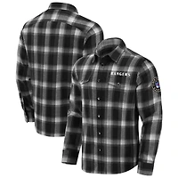 Men's Darius Rucker Collection by Fanatics Black New York Rangers Flannel Plaid Full-Snap Shirt