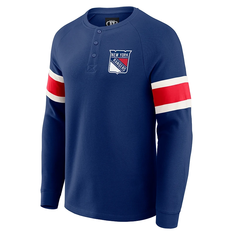 Collection Darius Rucker pour homme par Fanatics - T-shirt Henley à manches longues raglan bleu marine des New York Rangers