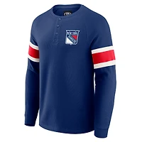 Collection Darius Rucker pour homme par Fanatics - T-shirt Henley à manches longues raglan bleu marine des New York Rangers