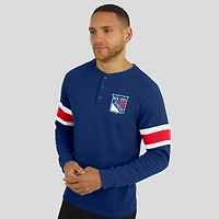 Men's Darius Rucker Collection by Fanatics Navy New York Rangers Waffle-Knit Raglan Long Sleeve Henley T-Shirt