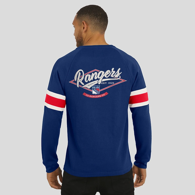 Collection Darius Rucker pour homme par Fanatics - T-shirt Henley à manches longues raglan bleu marine des New York Rangers