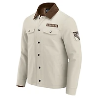 Veste boutonnée mi-lourde en toile beige New York Rangers de la collection Darius Rucker pour homme par Fanatics