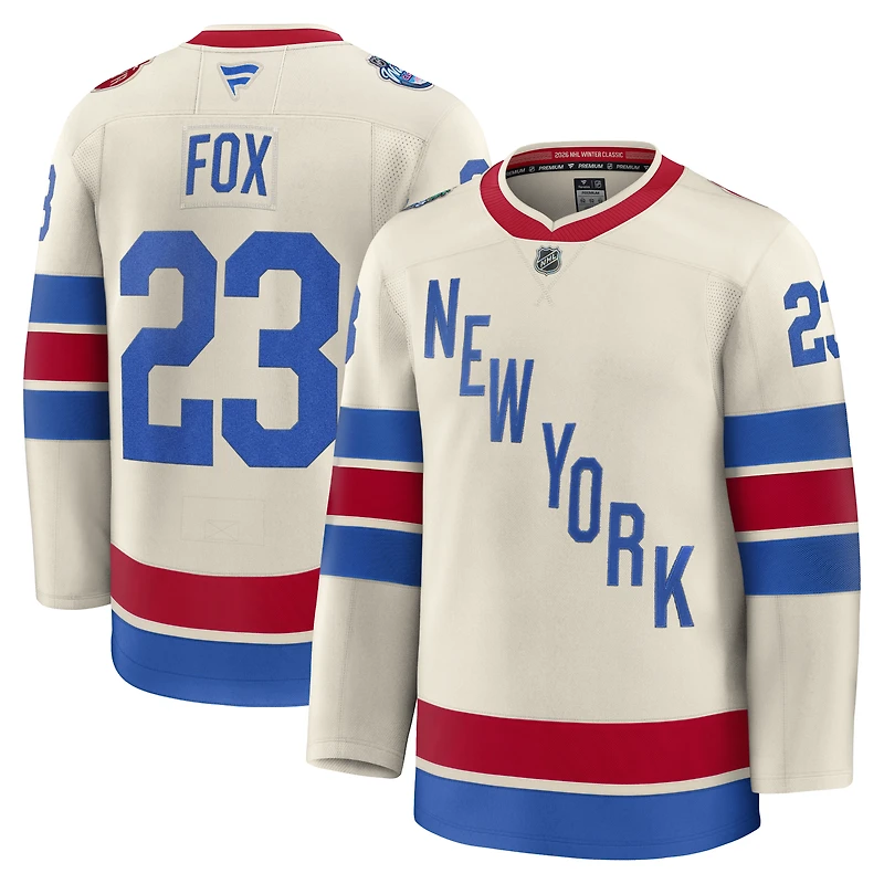 Men's Fanatics Adam Fox Beige New York Rangers 2026 NHL Winter Classic Premium Jersey