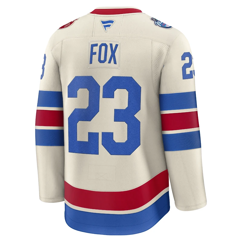 Maillot premium Fanatics Adam Fox beige des Rangers de New York pour le Classique hivernal la LNH 2026