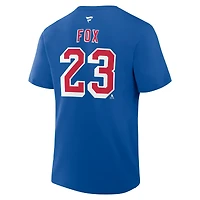 Men's Fanatics Adam Fox Blue New York Rangers Authentic Stack Name & Number T-Shirt