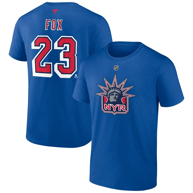 Men's Fanatics Adam Fox Blue New York Rangers Special Edition 2.0 Name & Number T-Shirt