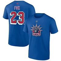 T-shirt Fanatics Adam Fox bleu New York Rangers Édition Spéciale 2.0 pour homme, avec nom et numéro