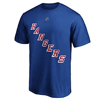 T-shirt bleu avec nom et numéro authentiques des Rangers de New York Fanatics Alexis Lafrenière pour hommes