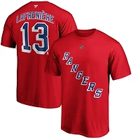 Men's Fanatics Alexis Lafrenière Red New York Rangers Authentic Stack Name & Number T-Shirt