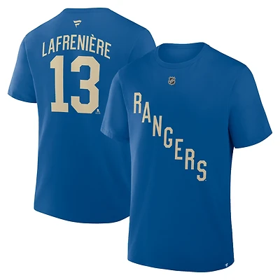 Men's Fanatics Alexis Lafreniere Blue New York Rangers Authentic Stack Name & Number T-Shirt