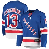 Maillot de joueur échappé Premier Breakaway des Rangers New York Fanatics Alexis Lafrenière bleu pour hommes