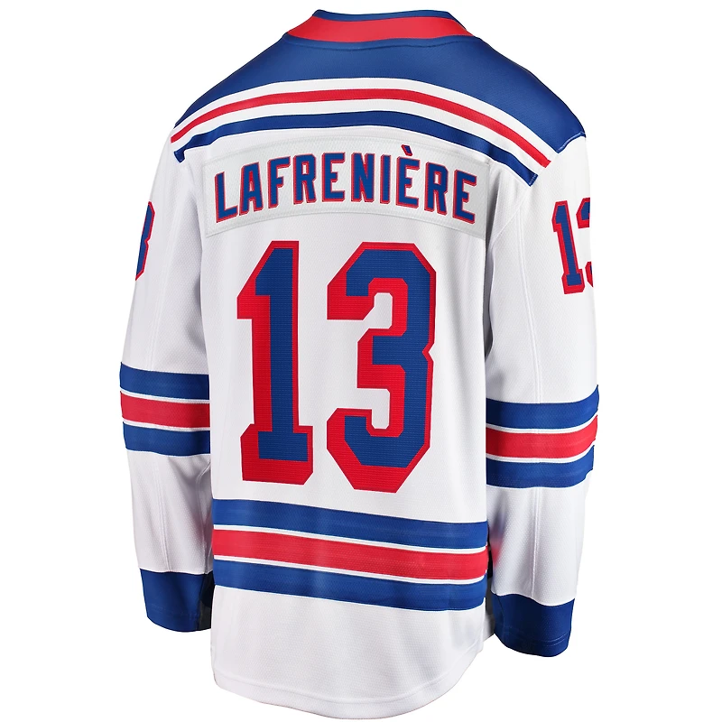 Fanatics pour hommes Alexis Lafrenière Blanc New York Rangers Away Premier Breakaway Player Maillot
