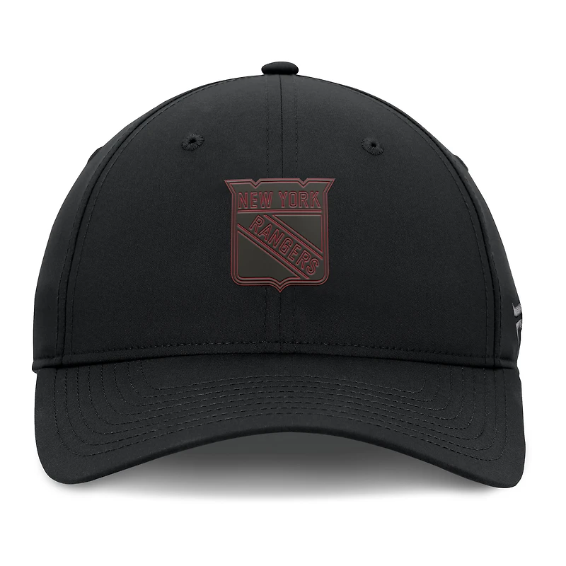 Men's Fanatics Black New York Rangers Authentic Pro Road Logo Adjustable Hat