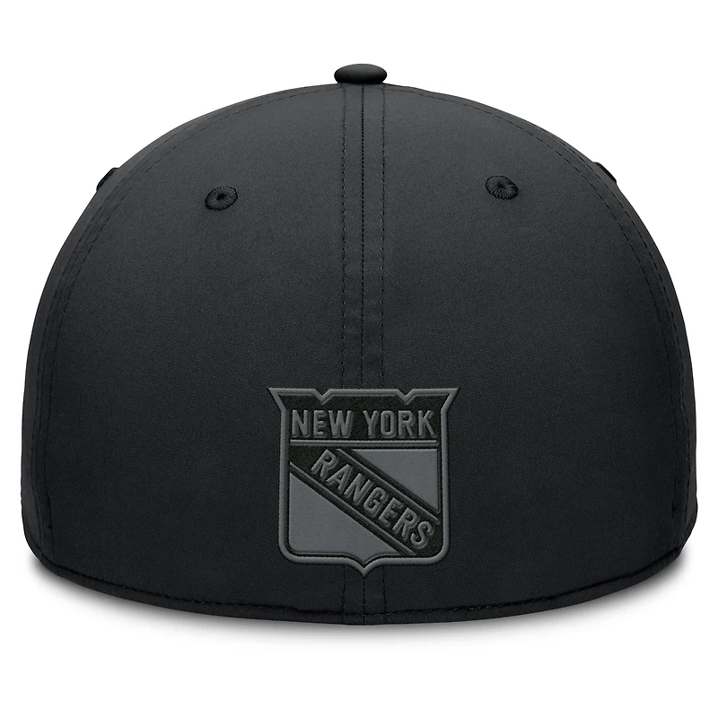 Casquette Fanatics noire authentique pour homme des Rangers de New York, équipe route professionnelle Code Flex