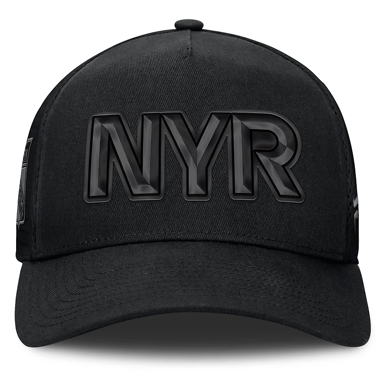 Men's Fanatics Black New York Rangers Authentic Pro Road Team Code Trucker Adjustable Hat