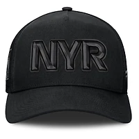 Men's Fanatics Black New York Rangers Authentic Pro Road Team Code Trucker Adjustable Hat