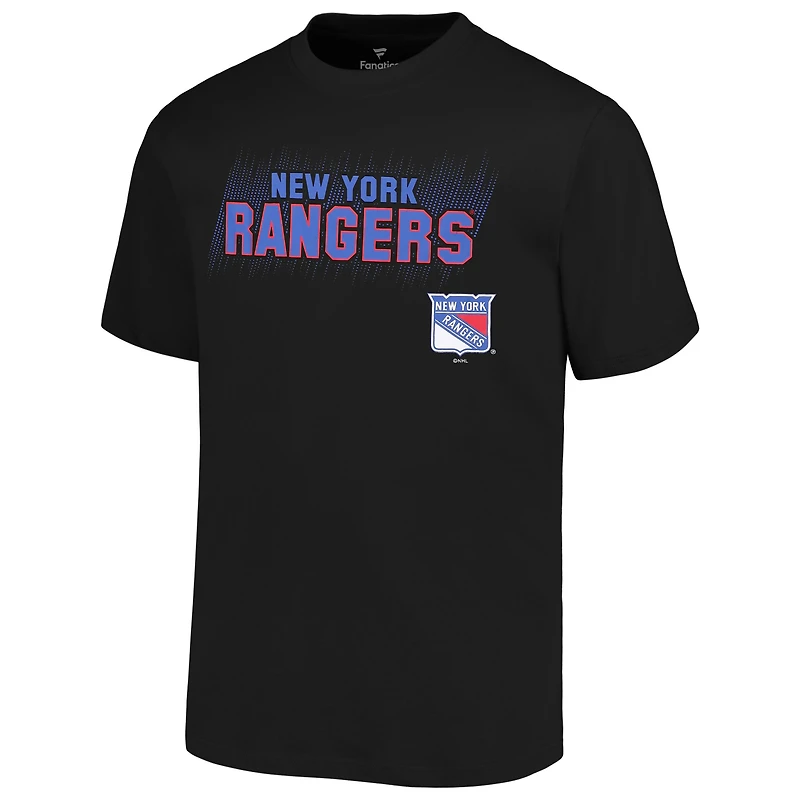 T-shirt noir avec le mot-symbole Fanatics pour hommes des New York Rangers Big & Tall