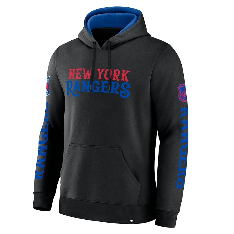 Men's Fanatics Black New York Rangers Big City Legacy Fleece Pullover Hoodie