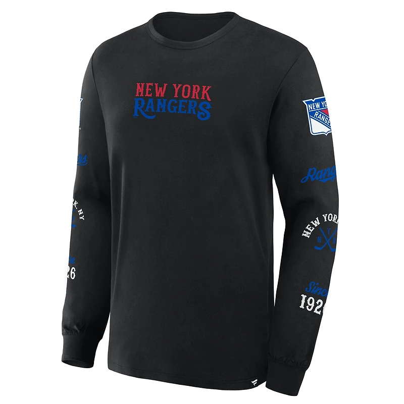Men's Fanatics Black New York Rangers Boxed Legacy Long Sleeve T-Shirt