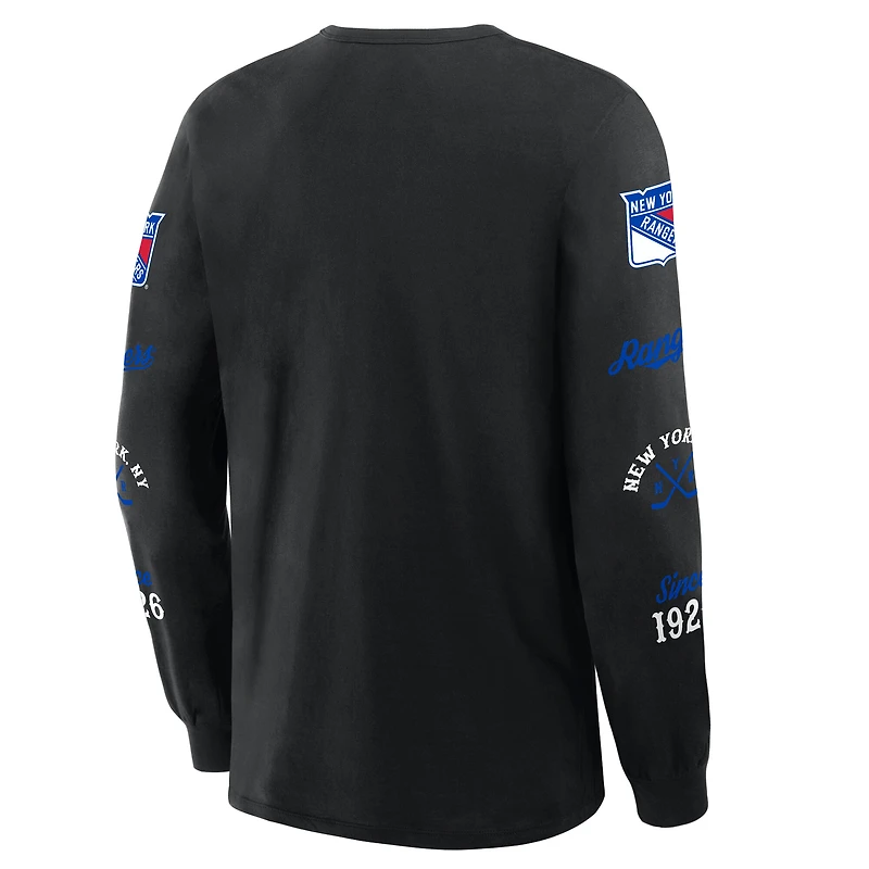 Men's Fanatics Black New York Rangers Boxed Legacy Long Sleeve T-Shirt