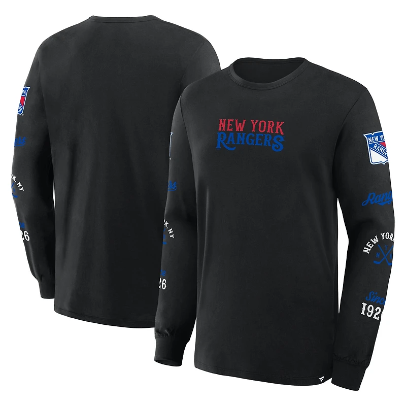 Men's Fanatics Black New York Rangers Boxed Legacy Long Sleeve T-Shirt