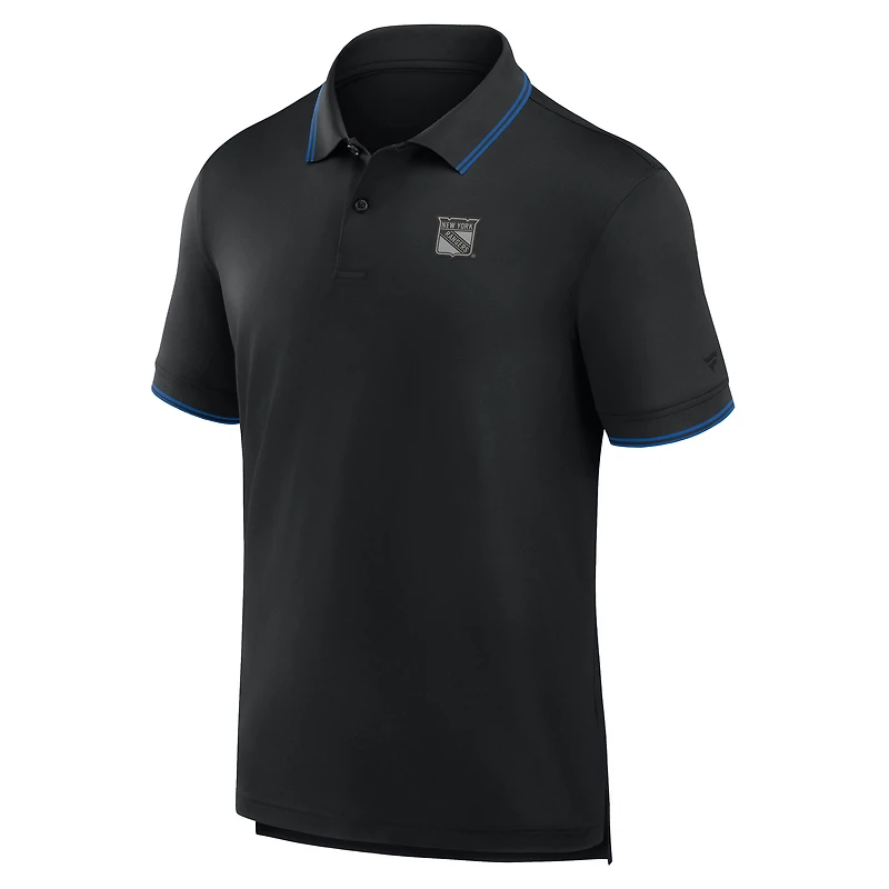 Polo noir Fanatics pour homme avec logo monochrome Front Office Move des Rangers de New York