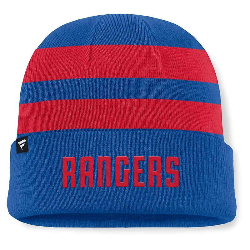 Men's Fanatics Blue/Red New York Rangers Fundamental Swipe Stripe Cuffed Knit Hat